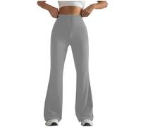 Generisch Pantaloni a zampa da donna, slim fit, per il tempo libero, da donna, in tinta unita, per il fitness, per l'inverno, per l'autunno e l'inverno, grigio., XL