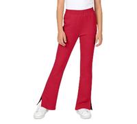 Generisch Pantaloni a zampa da ragazza, elasticizzati, taglio sottile, taglio a bootcut con spacco laterale, pantaloni casual da indossare tutti i giorni, Colore: rosso, 7-8 Anni