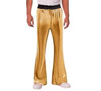 Generisch Pantaloni alla moda per il tempo libero da uomo con effetto lucido come comodo accompagnamento quotidiano per diverse occasioni, gold, XL