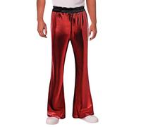 Generisch Pantaloni alla moda per il tempo libero da uomo con effetto lucido come comodo accompagnamento quotidiano per diverse occasioni, Colore: rosso, M