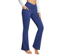 Generisch Pantaloni antipioggia da donna a vita alta, elasticizzati, stile bootcut, yoga, casual, alla moda, con tasche, leggings per Halloween, da donna, Blu, XL