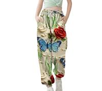 Generisch Pantaloni caldi da ragazza, alla moda, comodi, stampati, casual, per attività all'aperto, elasticizzati, a vita alta, per il tempo libero, a gamba larga, con tasche, Mr1, 120