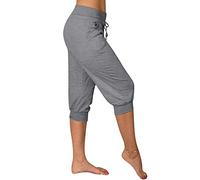 Generisch Pantaloni Capri da donna, estivi, grandi dimensioni, a tre quarti, con elastico, pantaloni estivi 7/8, pantaloni da jogging a 3/4, pantaloni Capri per attività all'aria aperta, con tasche