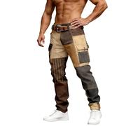 Generisch Pantaloni cargo casual con stampa elegante tasche laterali per comfort nella vita quotidiana durante le avventure, marrone, M