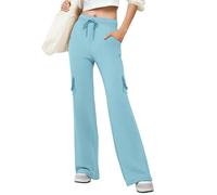 Generisch Pantaloni cargo da donna, lunghi, resistenti, larghi, in cotone, leggeri, da lavoro, per attività all'aria aperta, da trekking, ad asciugatura rapida, sportivi, per il tempo libero, Azzurro