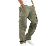 Generisch Pantaloni cargo da uomo con elastico 3XL, pantaloni lunghi da lavoro da uomo, multi tasche, in cotone, per il tempo libero, per attività all'aria aperta, in tinta unita, vestibilità normale