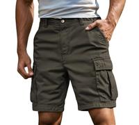 Generisch Pantaloni cargo da uomo elasticizzati corti - Cargo Shorts Baggy Pantaloni da lavoro Basic Cargo Pantaloni estivi leggeri Relaxed per il tempo libero, con tasche, tinta unita, verde, 5XL