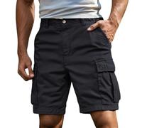 Generisch Pantaloni cargo da uomo elasticizzati corti - Cargo Shorts Baggy Pantaloni da lavoro Basic Cargo Pantaloni estivi leggeri Relaxed per il tempo libero, con tasche, tinta unita, Nero , L
