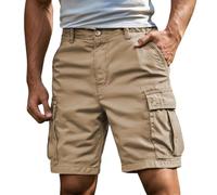 Generisch Pantaloni cargo da uomo elasticizzati corti - Cargo Shorts Baggy Pantaloni da lavoro Basic Cargo Pantaloni estivi leggeri Relaxed per il tempo libero, con tasche, tinta unita, cachi, 5XL
