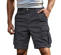 Generisch Pantaloni cargo da uomo elasticizzati corti - Cargo Shorts Baggy Pantaloni da lavoro Basic Cargo Pantaloni estivi leggeri Relaxed per il tempo libero, con tasche, tinta unita, grigio., 5XL