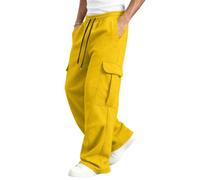 Generisch Pantaloni cargo da uomo foderati in pile, per il tempo libero, con tasche, caldi pantaloni da jogging invernali per attività all'aperto