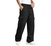 Generisch Pantaloni cargo da uomo foderati in pile, per il tempo libero, con tasche, caldi pantaloni da jogging invernali per attività all'aperto