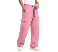 Generisch Pantaloni cargo da uomo foderati in pile, per il tempo libero, con tasche, caldi pantaloni da jogging invernali per attività all'aperto