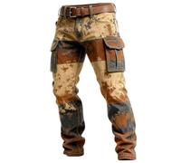 Generisch Pantaloni cargo da uomo in stile western, resistenti e comodi, dotati di molte pratiche tasche, vita regolabile per l'uso quotidiano all'aperto al lavoro e nel tempo libero, cachi, 5XL