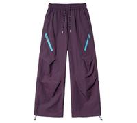 Generisch Pantaloni cargo da uomo larghi in stile techwear - Pantaloni casual parachute con cerniere | Pantaloni casual per il tempo libero per un look urbano, Stil_b03 viola, L
