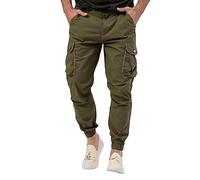 Generisch Pantaloni cargo da uomo moderni con tasche funzionali, dettagli con bottoni per uomini attenti allo stile nella vita di tutti i giorni, verde, XXL