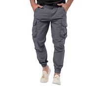 Generisch Pantaloni cargo da uomo moderni con tasche funzionali, dettagli con bottoni per uomini attenti allo stile nella vita di tutti i giorni, grigio., 3XL