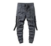 Generisch Pantaloni cargo da uomo per attività all'aria aperta, in vita per ragazzi con pratiche tasche, design robusto per avventure quotidiane, grigio., 36
