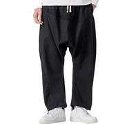 Generisch Pantaloni cargo da uomo per il tempo libero con design splicing, taglio dritto, neutri, comodi, per casual e tutti i giorni, Nero , 5XL