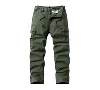 Generisch Pantaloni cargo maschili con pratiche tasche, comfort elasticizzato per il tempo libero attivo, verde militare, 3XL