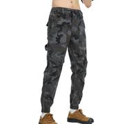 Generisch Pantaloni cargo mimetici da uomo, pantaloni cargo da lavoro con coulisse in vita Combat Camo Military Outdoor Pants Chino Pantaloni cargo Stretch Pantaloni da jogging da uomo con elastico in
