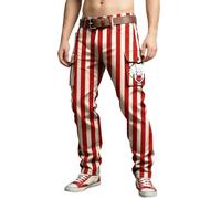 Generisch Pantaloni cargo resistenti con tasche per lavoro all'aperto, avventure nel tempo libero, pantaloni da uomo con stampe, versatili per tutte le stagioni, Colore: rosso, S