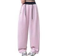 Generisch Pantaloni casual da ragazza, per il tempo libero, per l'arrivo della primavera, eleganti pantaloni da jogging con gamba dritta per abbigliamento comodo ed elastico quotidiano, Colore: rosa