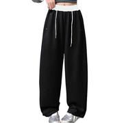 Generisch Pantaloni casual da ragazza, per il tempo libero, per l'arrivo della primavera, eleganti pantaloni da jogging con gamba dritta per abbigliamento comodo ed elastico quotidiano, Nero , 5-6