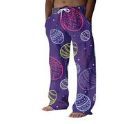 Generisch Pantaloni casual da uomo alla moda, con stampa 3D, motivo pasquale per un comfort casual, aspetto elegante, Lilla, S