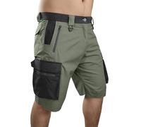 Generisch Pantaloni casual da uomo con tasche multiple, ideali per escursioni, lavoro, vita quotidiana, comodi elasticizzati, tinta unita, perfetti per le attività primaverili ed estive, verde, M