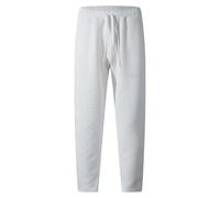 Generisch Pantaloni casual da uomo Europa gli Stati Uniti uomo casual jacquard coulisse casual casual tasche tinta unita pantaloni sportivi uomo pantaloni uomo tartan, bianco, L