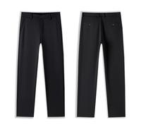 Generisch Pantaloni classici per ragazzi con parte anteriore liscia, comodi pantaloni per la scuola, in tessuto antipiega, per il tempo libero, con vita regolabile, vestibilità comoda