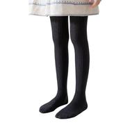 Generisch Pantaloni Con Al Ginocchio Ragazza Calze a costine per, morbidi, elastici e comodi per l'uso quotidiano Ragazza Pantaloni 98, Nero , 9-12 Jahre