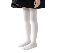 Generisch Pantaloni Con Al Ginocchio Ragazza Calze a costine per, morbidi, elastici e comodi per l'uso quotidiano Ragazza Pantaloni 98, bianco, 6-8 Jahre