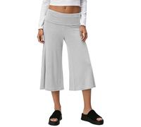 Generisch Pantaloni corti da donna con elastico in vita flessibile e gamba larga, comodi basic per lezioni di pilates e home office, stile/S06 grigio, S
