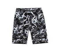 Generisch Pantaloni corti da jogging per ragazzi, mimetici, pantaloni estivi, per il tempo libero, per bambini, mimetici, con elastico, grigio., 9-10 Anni