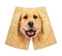 Generisch Pantaloni corti, da uomo, elasticizzati, con motivo cane, comodi, ad asciugatura rapida, per il tempo libero, per le vacanze, la spiaggia, con elastico, per allenamento, a, m