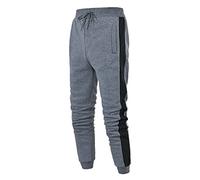 Generisch Pantaloni da allenamento da uomo con allacciatura casual, vita ramificata per un comfort sportivo in tinta unita, grigio., M