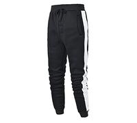 Generisch Pantaloni da allenamento da uomo con allacciatura casual, vita ramificata per un comfort sportivo in tinta unita, Nero , M