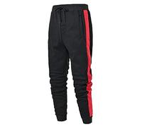 Generisch Pantaloni da allenamento da uomo con allacciatura casual, vita ramificata per un comfort sportivo in tinta unita, Colore: rosso, XL