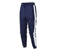 Generisch Pantaloni da allenamento da uomo con allacciatura casual, vita ramificata per un comfort sportivo in tinta unita, Blu marino, M