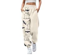 Generisch Pantaloni da corsa da donna con stampa coordinata giù pantaloni da jogging tasche a vita alta sportiva palestra atletica fit jogging pantaloni batik donna, beige., XL