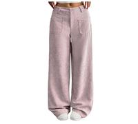 Generisch Pantaloni da donna a gamba larga, a vita alta, pantaloni chino, larghi, da donna, marrone, a corda, per autunno e inverno, comodi, culotte, tinta unita, per il tempo libero, Colore: rosso