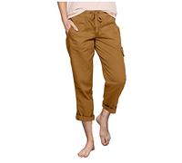 Generisch Pantaloni da donna alla moda per il tempo libero con elastico in vita, pratiche, per sport all'aria aperta, tutti i giorni, comodi pantaloni cargo larghi, caffè, L