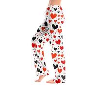 Generisch Pantaloni da donna per il tempo libero con stampa a cuore, comodi elastici, senza tasche, per tutti i giorni, ufficio, pendolari, vacanze, indossabili tutto l'anno, pantaloni in tessuto