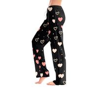 Generisch Pantaloni da donna per il tempo libero con stampa a cuore, comodi elastici, senza tasche, per tutti i giorni, ufficio, pendolari, vacanze, indossabili tutto l'anno, pantaloni in tessuto