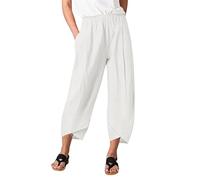 Generisch Pantaloni da donna per tutti i giorni con otto diverse opzioni di lunghezza, pratiche tasche, elastico in vita per un comfort ottimale, bianco, M
