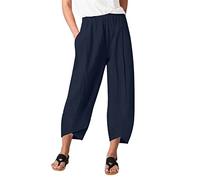 Generisch Pantaloni da donna per tutti i giorni con otto diverse opzioni di lunghezza, pratiche tasche, elastico in vita per un comfort ottimale, Blu marino, XXL