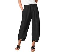 Generisch Pantaloni da donna per tutti i giorni con otto diverse opzioni di lunghezza, pratiche tasche, elastico in vita per un comfort ottimale, Nero , M