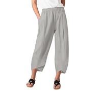 Generisch Pantaloni da donna per tutti i giorni con otto diverse opzioni di lunghezza, pratiche tasche, elastico in vita per un comfort ottimale, grigio., 3XL